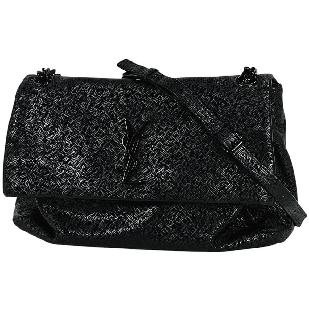 Saint Laurent Yves West Hollywood Chain Shoulder Bag Leather Black